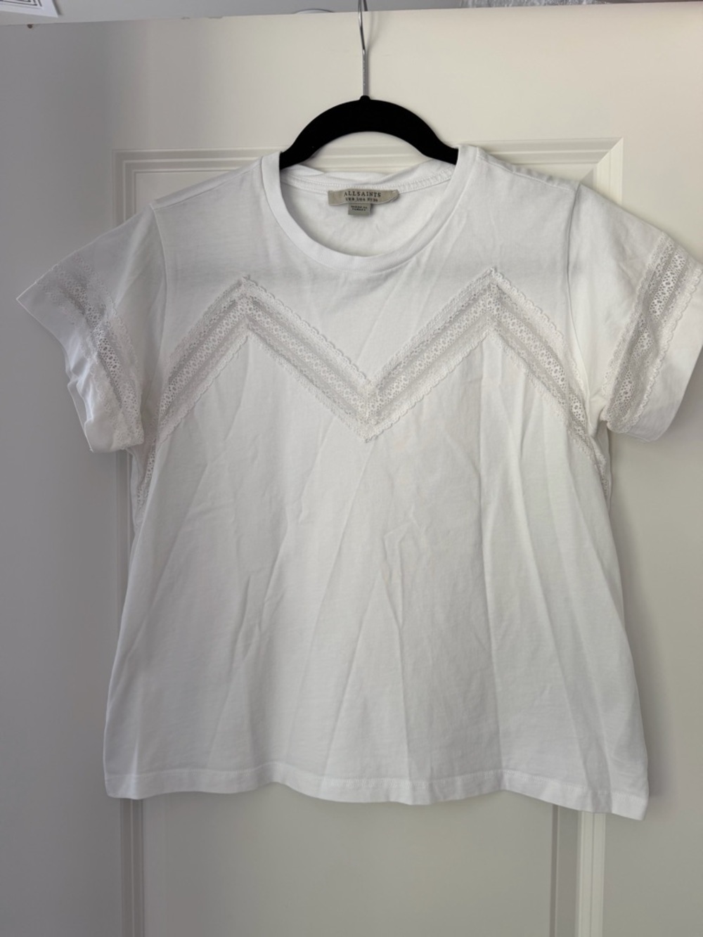 All Saints Women's White LINA LACE TEE